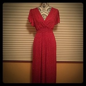 Red V neck dress